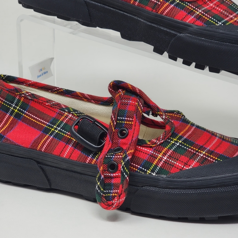 Vans Women's Size 6 Style 93 Red Tartan Plaid Mary Jane Sneakers 507452 New - Picture 8 of 11